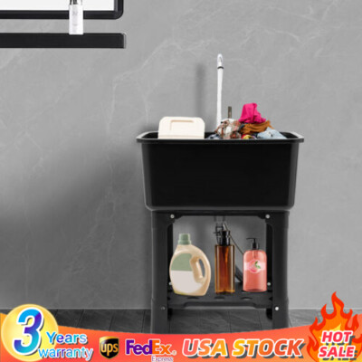 Utility Sink Laundry Tub with Faucet & Basement for Laundry Room Garage or Shop