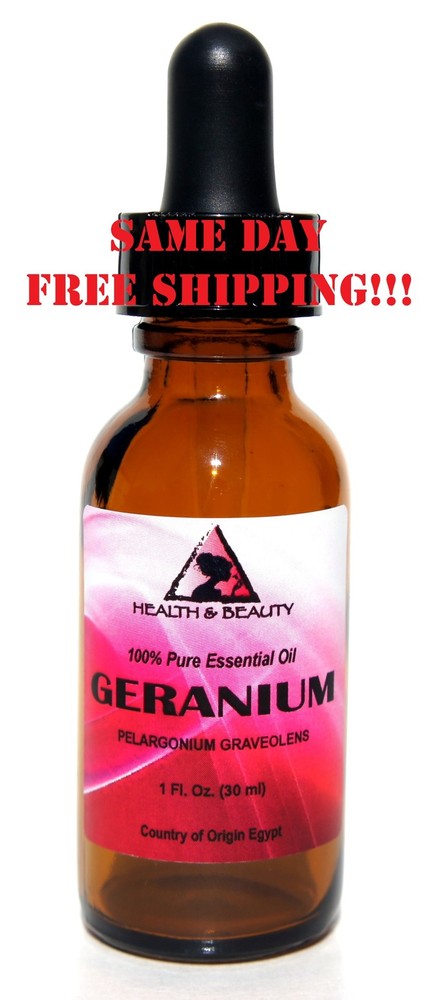GERANIUM ESSENTIAL OIL AROMATHERAPY 100% PURE NATURAL GLASS DROPPER 1.0 OZ 30 ML