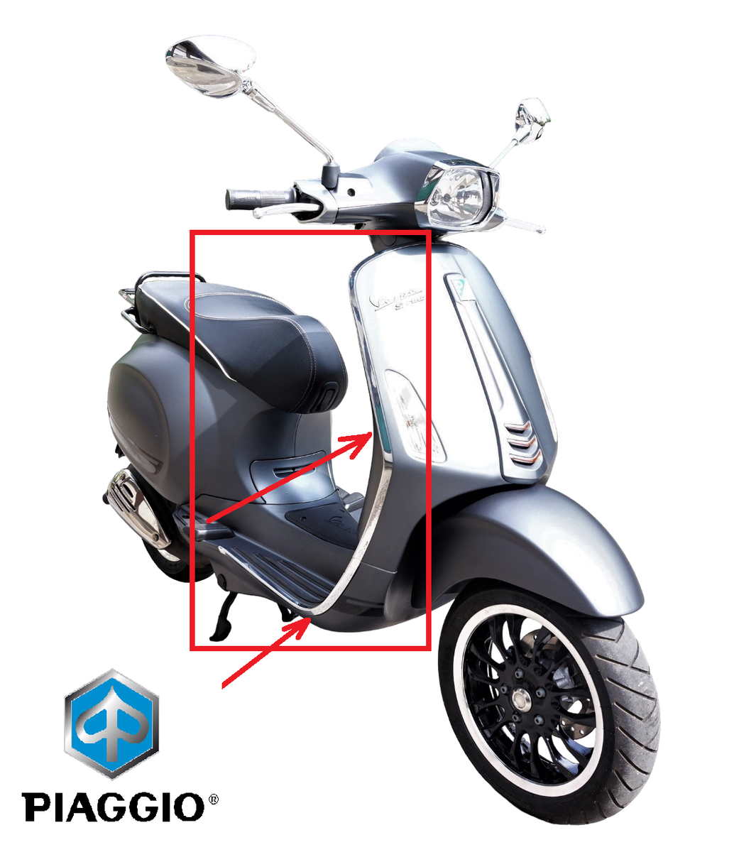 Protection Garde-boue Avant Chromée VESPA PX 125-150 2011-2017 - Barres