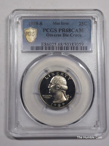 1989-S Prueba Cuarto de Lavado Error PCGS PF68CAM (Mayor Anverso Die Crack) 00XX