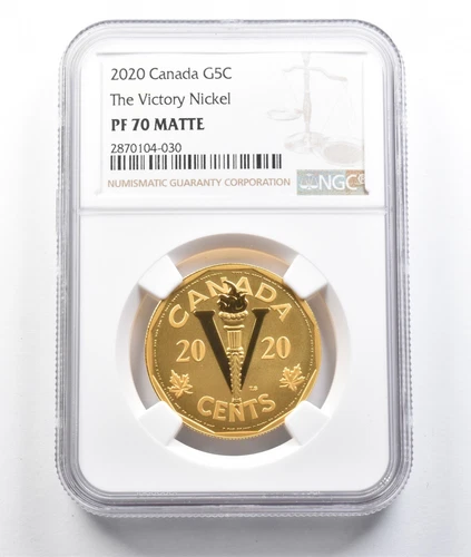 2020 Canada 5 Cents Gold Victory Nickel PF70 Matte NGC *0461