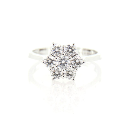Davite & Delucchi White Gold and Diamond Flower Ring - AA031858