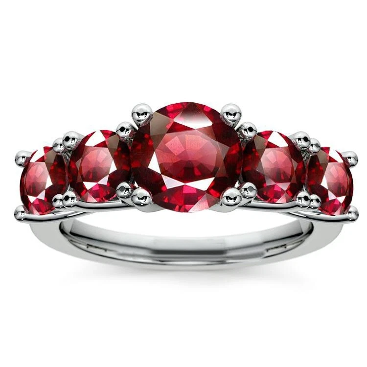 2.00 Ct Natural Ruby Engagement Wedding Beautiful Ring 14K White Gold Size 4 - Image 2 of 4