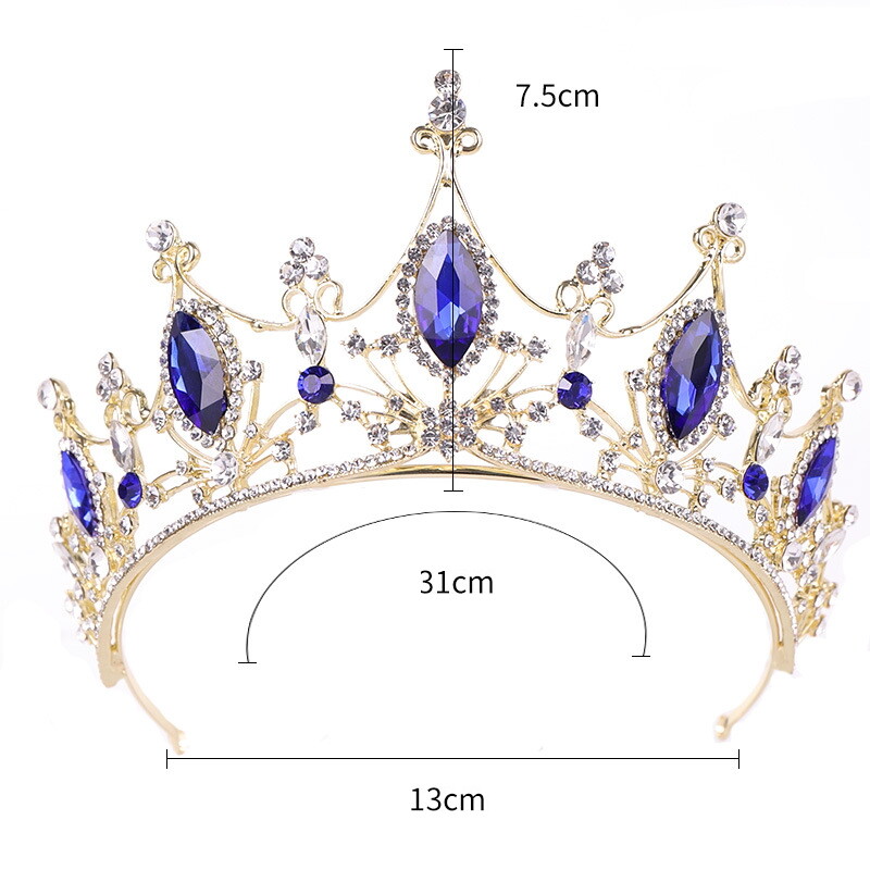 tiaraです 7.5cm Tall Blue Crystal Wedding Queen Princess Prom Tiara