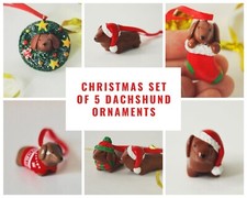 Dachshund Christmas Tree Ornaments / Set of 5 pcs