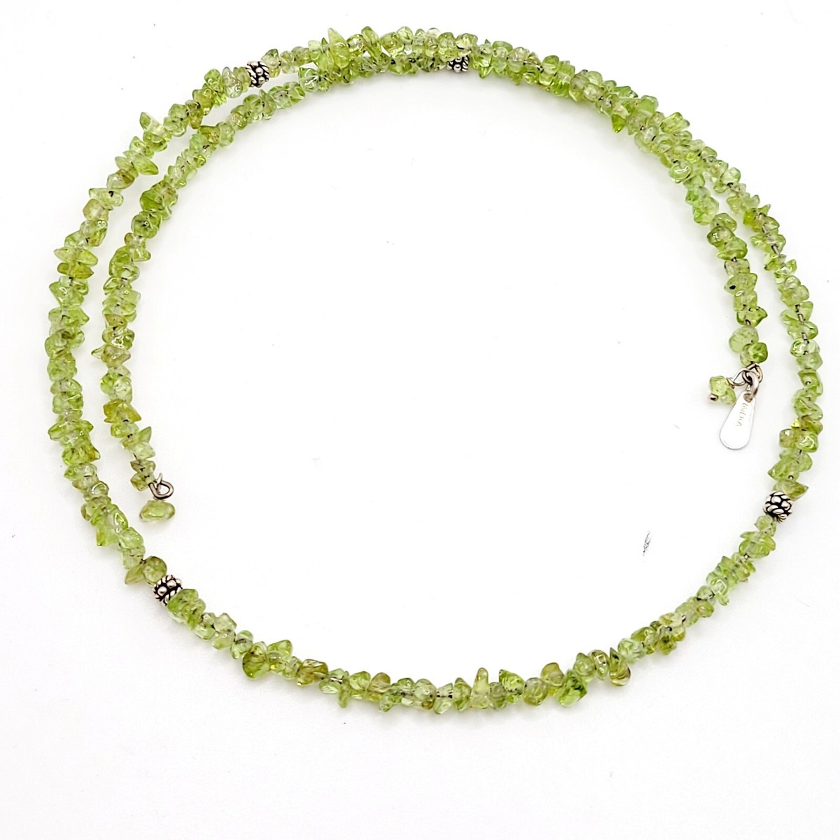 India Peridot Chip 925 Sterling Silver Beaded Memory Wire Choker