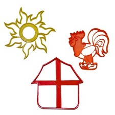 SUNRISE AT THE FARM ROOSTER SUN BARN SET OF 3 COOKIE CUTTERS MADE IN USA PR1832