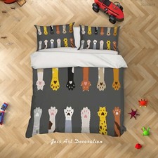 3D Cats Paws Cartoon Kids Quilt Cover Set Duvet Cover Bedding Pillowcases