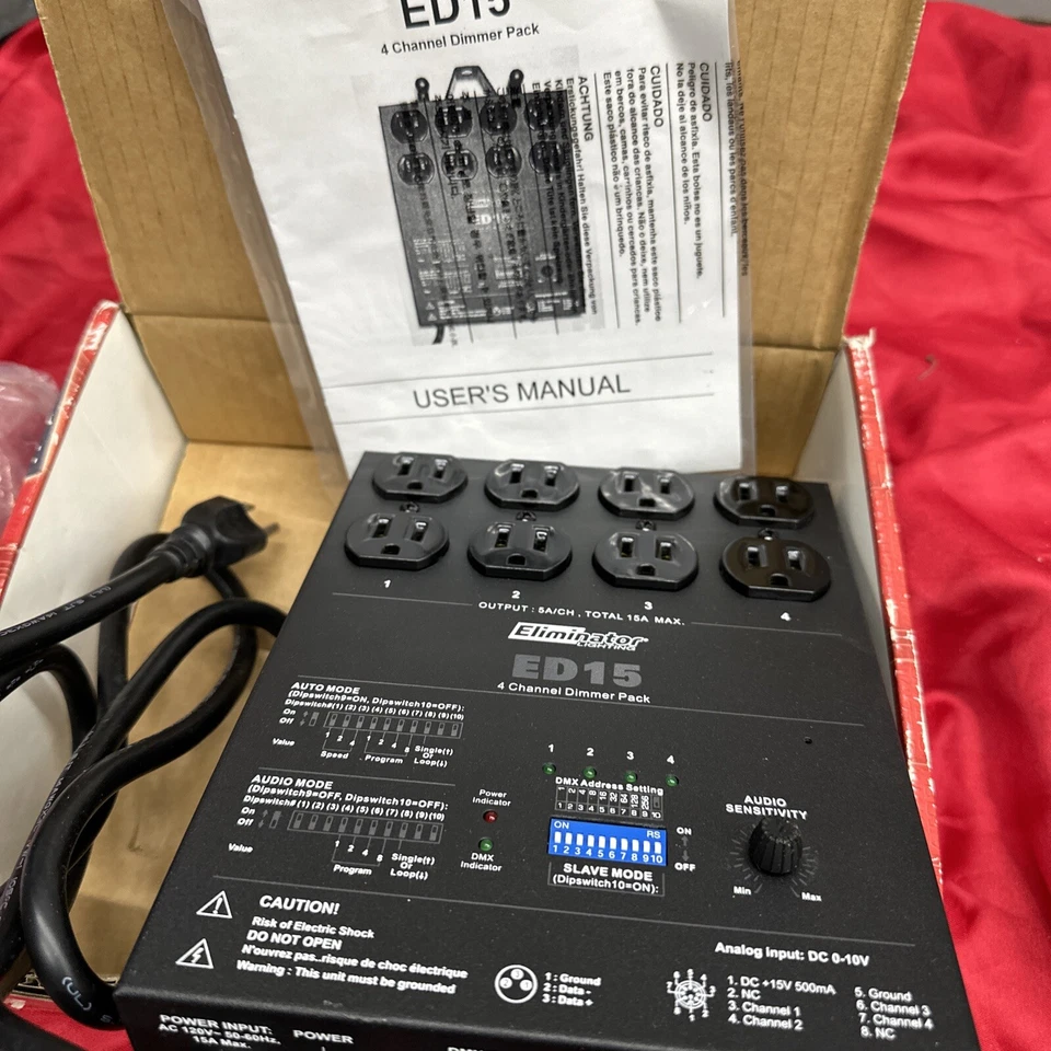 Eliminator ED15 4-Channel DMX Dimmer Pack To Control Light Fixture Movement ADJ. - Image 4 of 4
