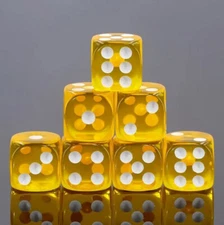NEW Dice Set of 6 D6 (16mm) - Translucent Yellow