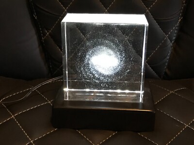 Laser Etched Glass Milky Way Spiral Galaxy Illuminated Desk Table Display Accent