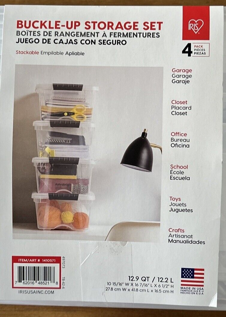 Iris BuckleUp Storage Set 12.9 Quart 3 Pack Clear Plastic Storage Boxes W/ Lids eBay