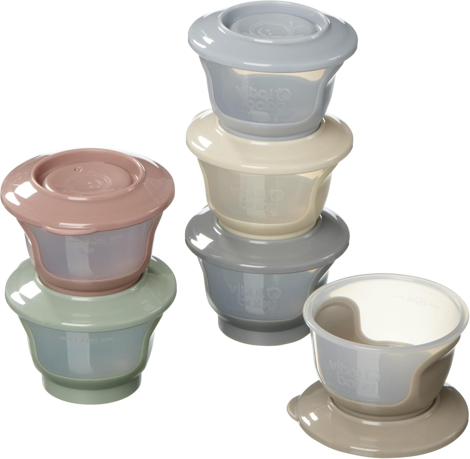 Vital Baby Nourish Weaning Food Pots 60ml Leakproof BPA Free 6 Pack