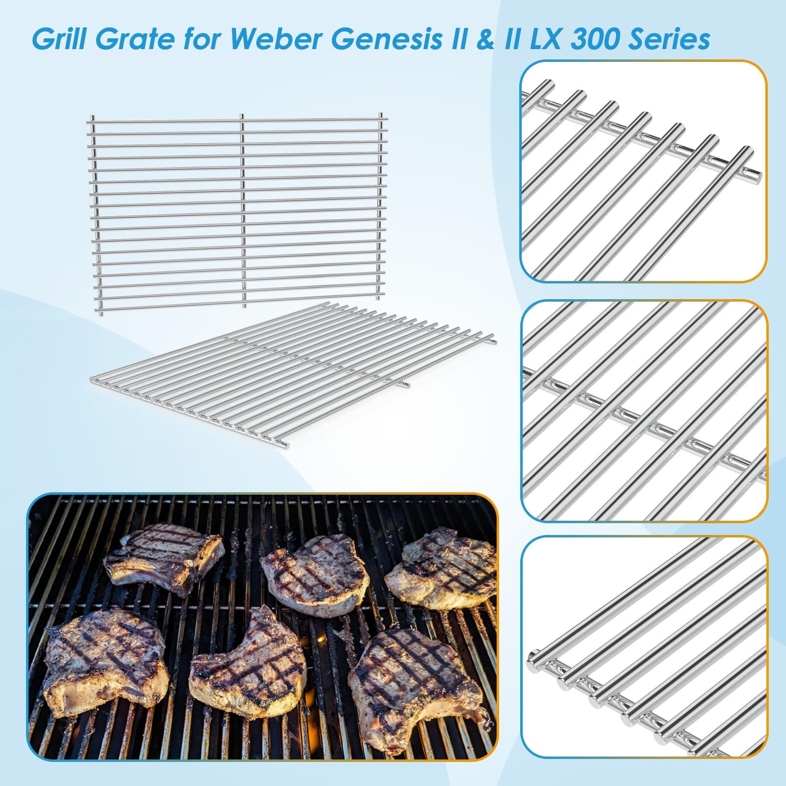 66802 18.75" Grill Grates for Weber GS4 Genesis II 300 Series E-310 E-315
