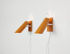 Par de lámparas de pared hechas a mano: diseño industrial sueco de la era espacial, escandinavo