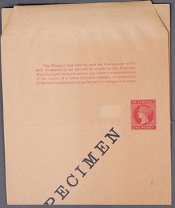 MayfairStamps St. Vincent Specimen One Penny Red Stationery Wrapper aaz_64197