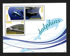 Guyana: Dolphins, Dolphins, Block of 3 Stamps MNH