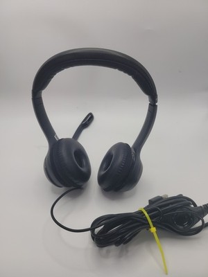 Logi Headphone Headset Wired USB Padded Ears Volume Control Chat Very Good A