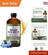 Organic Black Seed Oil - USDA Certified, Cold Pressed Glass Bottle 16oz - Ove...