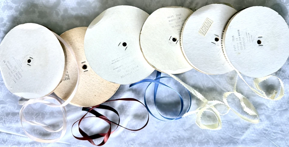 Vtg Satin Ribbon Trim Woven and Picot Edge Lot of 400 plus yards, Bridal, Crafts - Image 2 of 4