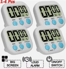 1-4Pcs Digital Kitchen Timer Magnetic Cooking LCD Count Down Clear Loud Alarm US