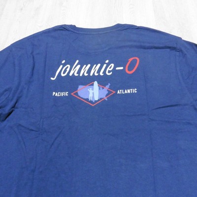 Johnnie-O Men's M Coastal Way Crewneck T-Shirt Navy Blue LS Graphic Print