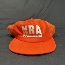 Vintage 1980s Orange Hunting NRA NATIONAL RIFLE ASSOCIATION FREEDOM Snapback Hat