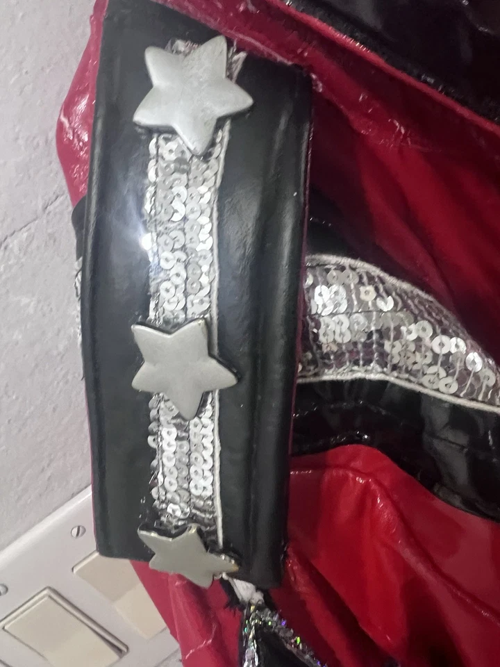 Parche correcciones chaqueta disfraz estilo Michael Jackson lentejuelas rojas vintage Foto 3 de 4