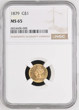 1879 Indian Princess Large Head Gold Dollar NGC MS-65 LOOKS PROOFLIKE