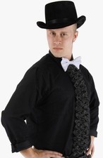 Elope Insta-Tux Tuxedo Ruffled Shirt Front Bow Tie Black White Costume V23