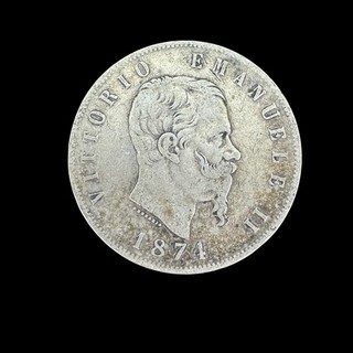 5 Lire Vittorio Emanuele II 1874 Argent – Royaume d’Italie – Monnaie Italienne