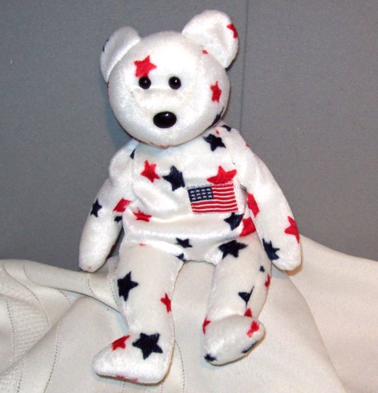 TY Bear GLORY Beanie Baby 1998 Red Star Above Eye Plush 8-1/2" Toy Animal