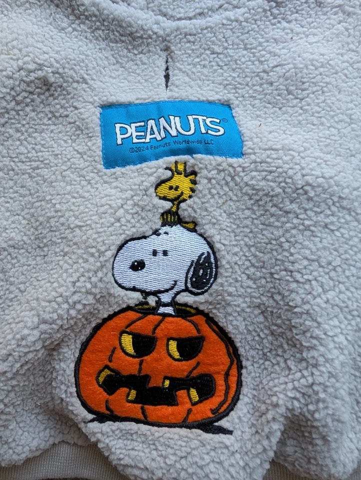 Snoopy Peanuts Halloween Dog Pet Jacket Apparel Gray Fleece Small 0326 - Image 3 of 4