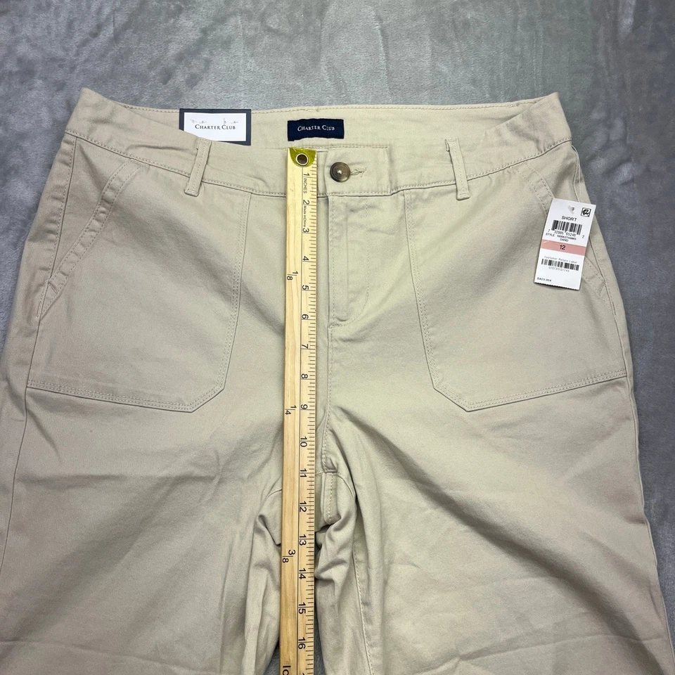 Bermudas Charter Club Bolsillos Utilitarios Beige Arena Mujer Talla 12 Se Ajusta 34" Nuevo con Etiquetas Foto 2 de 4