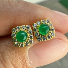 925 Sterling Silver Earrings Emerald 3mm Natural Gemstone Zircon Bridal Women