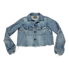 American Eagle Outfitters distressed cropped denim Jean jacket Size XS