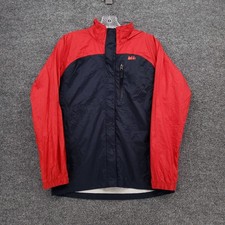 REI Rain Jacket Boys Large Youth Blue Full Zip Windbreaker Lined Hooded Outdoor