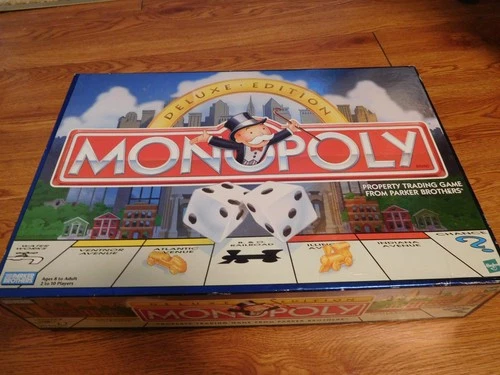 VINTAGE Monopoly Deluxe Edition 100% COMPLETE Parker Brothers 1998 Golden Tokens