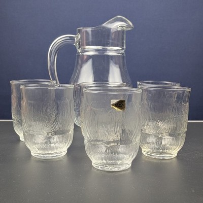 Set mit Krug + 6 Gläsern Saftservice Luminarc Arcoroc ASPEN Blattmotiv