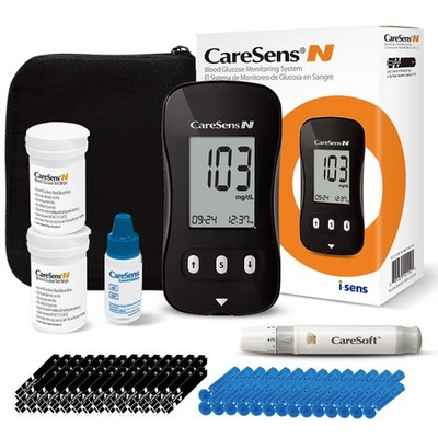 CareSens N Blood Glucose Monitor Kit with 100 Blood Sugar Test Strips, 100 La...