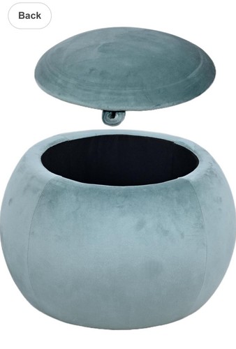 Round Ottoman with Storage, Velvet Stool, Multi-Functional Small - Picture 3 of 4