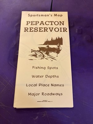 Vintage Sportsman Map-Pepacton Reservoir Fishing/Depth Map-Catskills NY