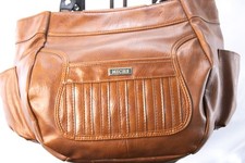 Miche Brown Leather Tote Handbag with Black H...