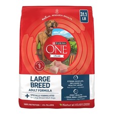 Purina One Plus Dry Dog Food for Large Adult Dogs High Protein, Chicken, 31.1lb