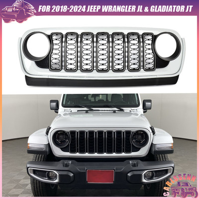 Bright White Grille W/o camera Hole For 2018-2024 Jeep Wrangler JL Gladiator JT