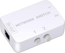 2 Ports Network Switch Splitter Selector RJ45 2x1 White
