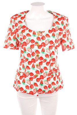 ESCADA MARGARETHA LEY Hemd-Bluse mit kurzem Ärmel M off-white grün