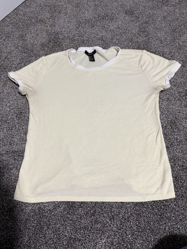 Juniors Yellow Short Sleeve Shirt Size Large Forever21