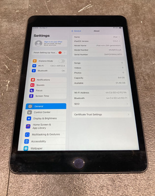 Apple iPad mini (5th Gen) A2133 64 GB, Wi-Fi, 7.9 in - Gray