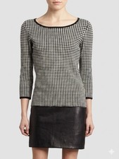 Lauren Ralph Lauren Dress Womens M Black White Houndstooth Faux Leather Sheath